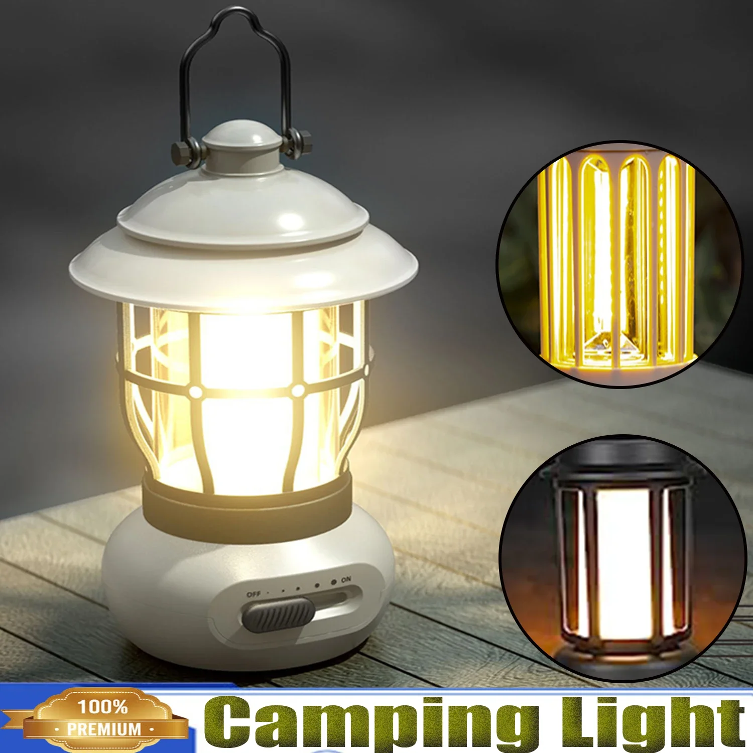 Портативный легкий светодиодный фонарь для кемпинга, перезаряжаемый светодиодный фонарик для помещений и улицы, питание от аварийного освещения