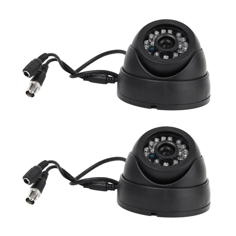 2X Черная камера видеонаблюдения PAL 1/3 Дюйма CMOS 700TVL 24 LED IR Cut 3,6 мм Внутренняя купольная камера видеонаблюдения безопасности