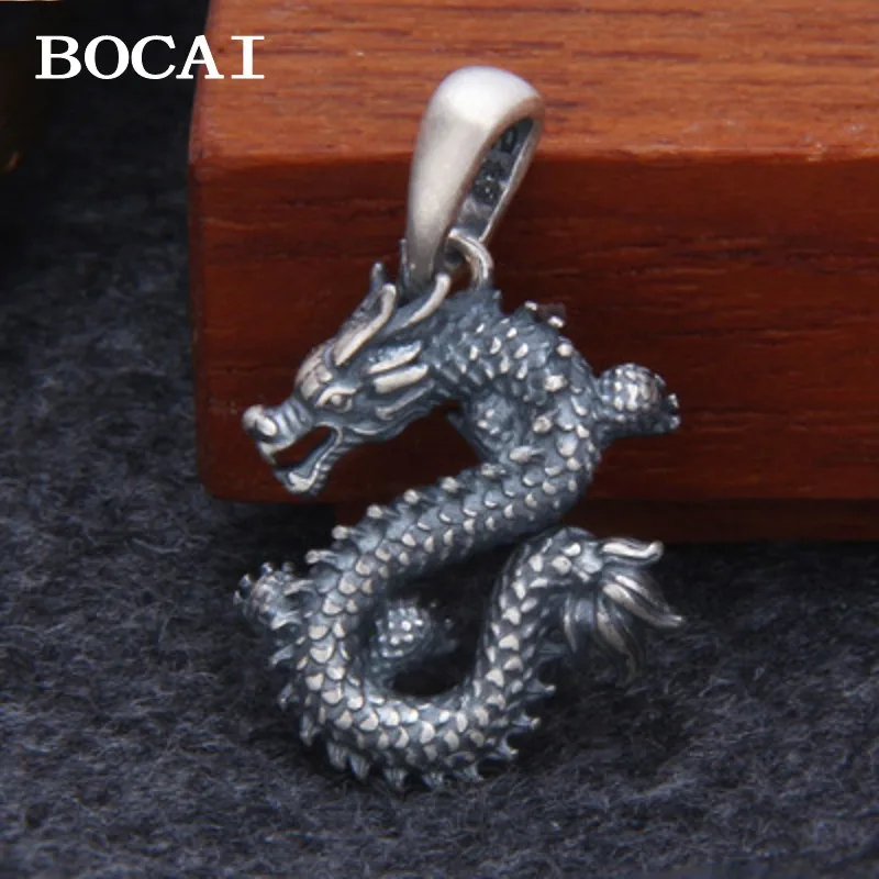 BOCAI New S999 Стерлингового Серебра Винтажный Персонализированный Модный подарок в этническом стиле с подвеской в виде китайского дракона для мужчин и женщин