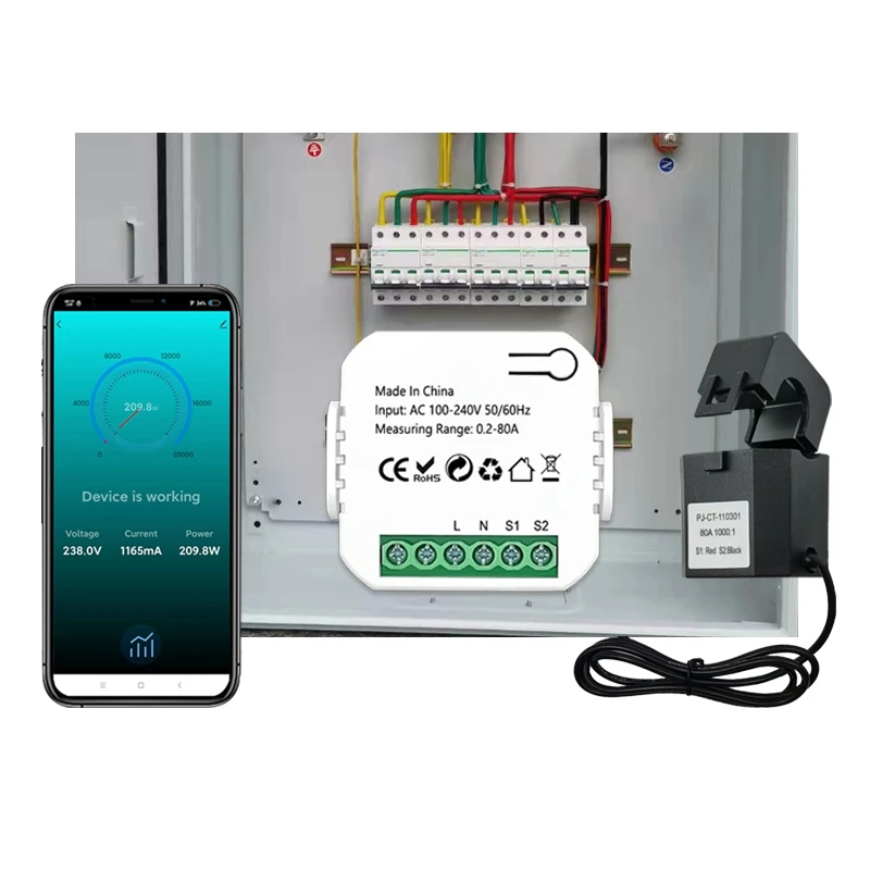 Счетчик энергии Tuya Smart Zigbee 80A с зажимом App Monitor Напряжение кВт-ч, Потребляемая мощность 110 В 240 В