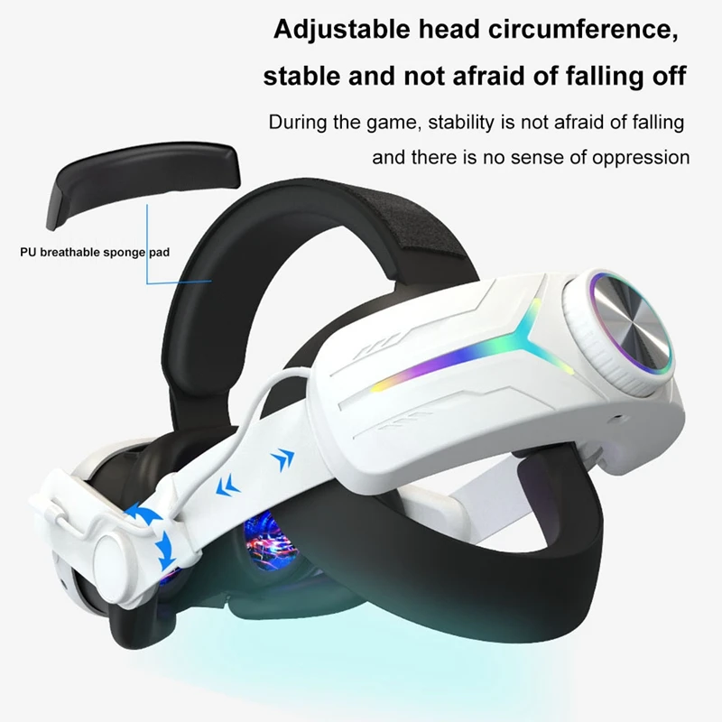 Ремешок на голову виртуальной реальности для головных уборов Meta Quest 3 с губкой, зарядная гарнитура RGB, встроенные аккумуляторы емкостью 8000 мАч, аксессуары для виртуальной реальности.