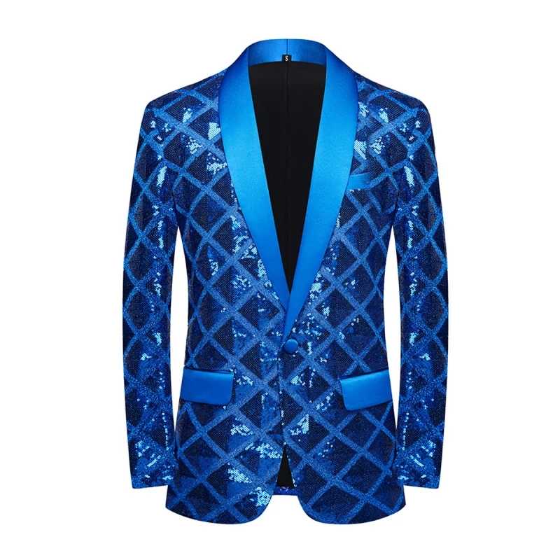 Высококачественный модный Красивый Универсальный банкетный мужской повседневный танцевальный костюм с квадратными блестками, куртка, модный бутик, пиджак
