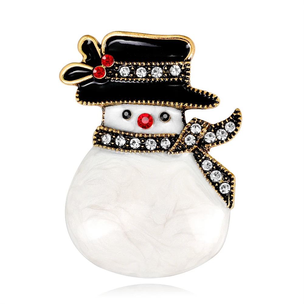 Милые эмалированные броши в виде снеговика для женщин и девочек, булавки для шарфов со стразами, Рождественские Подарки на Новый Год для детей, 2 цвета