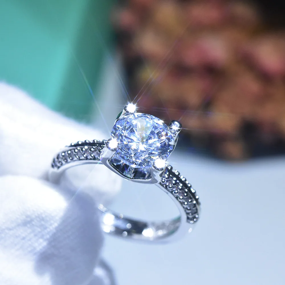 Синтетический муассанит С высокоуглеродистым бриллиантом открытое женское кольцо двойное классическое кольцо из рога