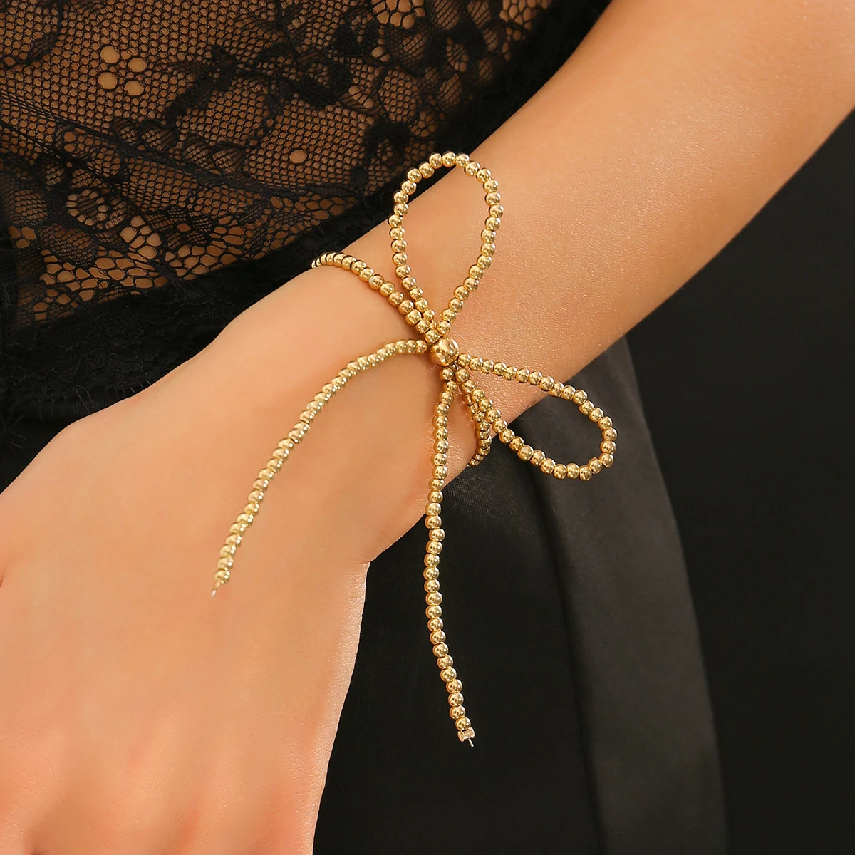 IngeSight.Z Винтажный браслет CCB с бантом из бисера для женщин, браслет золотого цвета в стиле панк, подарок для вечеринки в стиле хип-хоп, ювелирные изделия