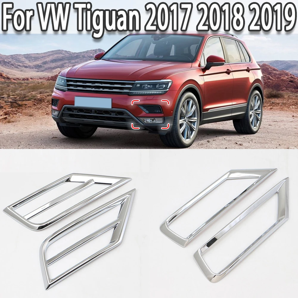 Новая Решетка переднего бампера, Накладка противотуманных фар, Хромированное Стайлинговое украшение для Volkswagen VW Tiguan 2017 2018 2019