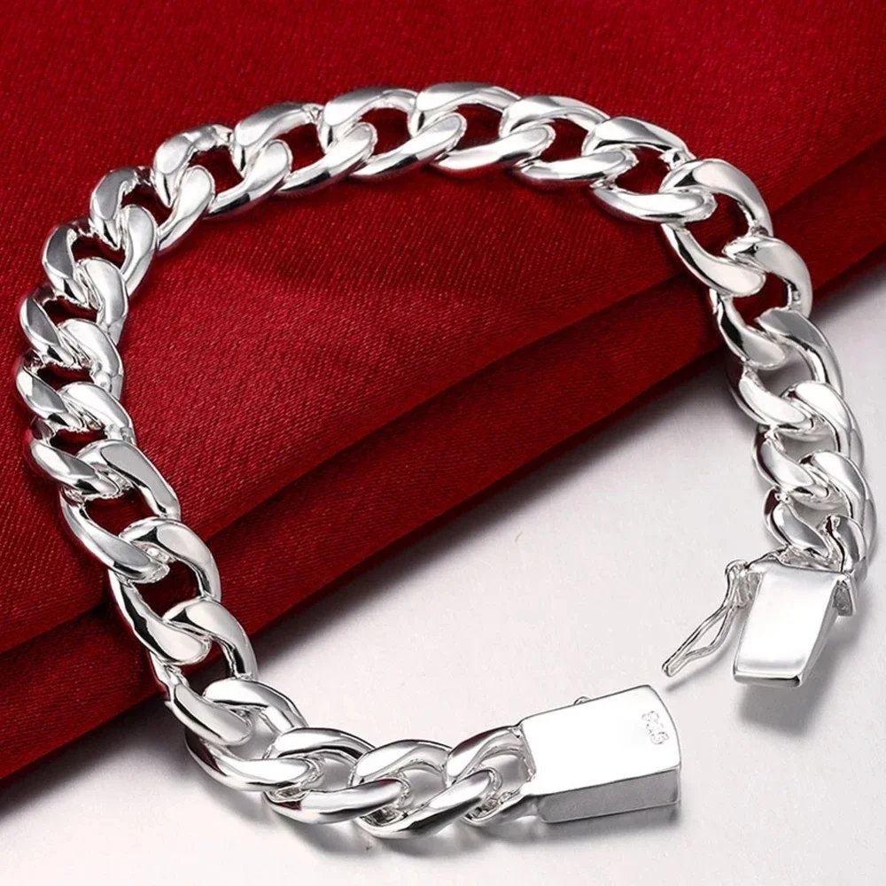 Горячее чистое серебро 925 пробы, 10 мм, популярный мужской браслет-цепочка wild, подарки для свадебной вечеринки, праздничные украшения высокого качества