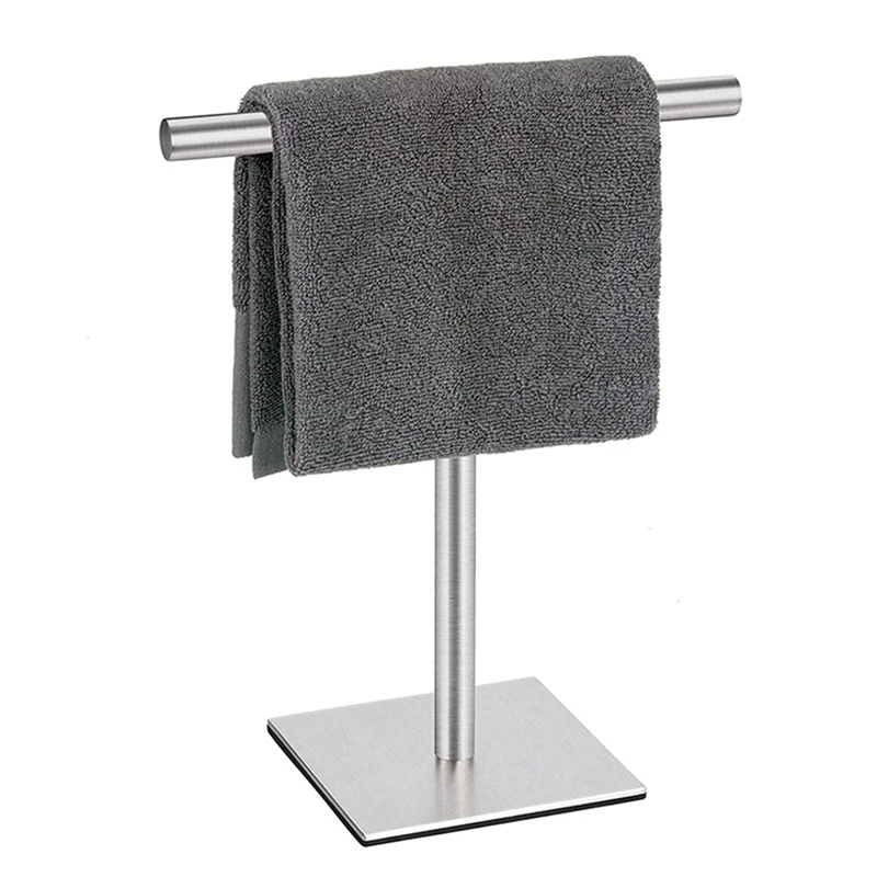 Держатель для полотенец для рук, подставка для туалетного столика в ванной комнате, вешалка для полотенец из нержавеющей стали, вешалка для полотенец для ванной комнаты -серебристый, простой в использовании