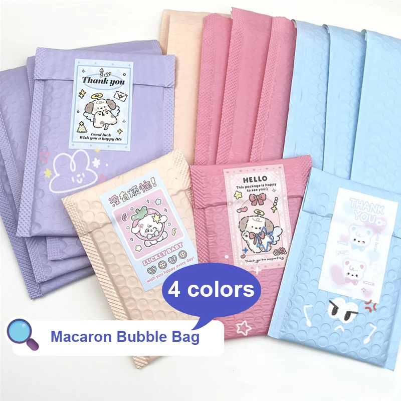 10 шт. красочный пакет-конверт Macaron Bubble, самоклеящиеся розовые, фиолетовые, синие экспресс-пакеты, утолщенный держатель для стикеров
