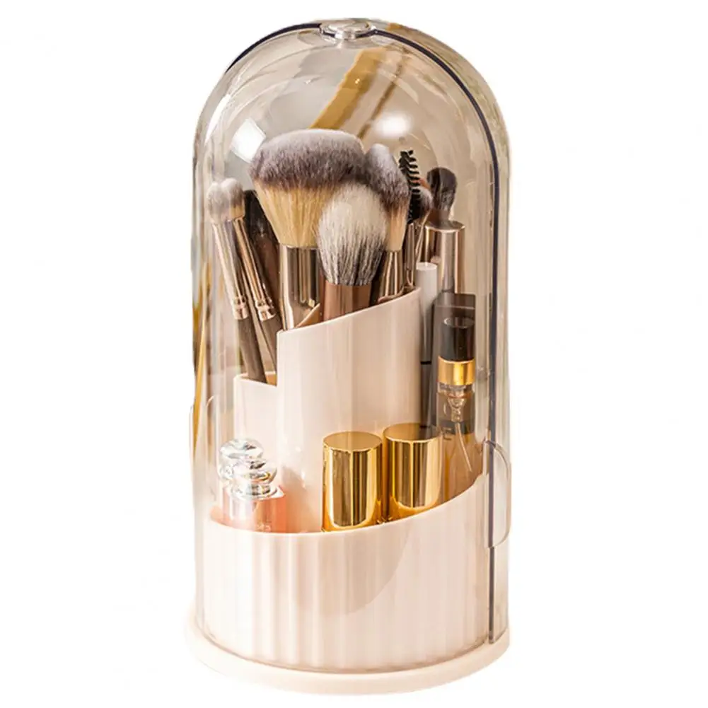 Ящик для хранения кистей для макияжа, Пылезащитный органайзер для кистей, многофункциональный вращающийся косметический держатель с пылезащитной крышкой для организации макияжа