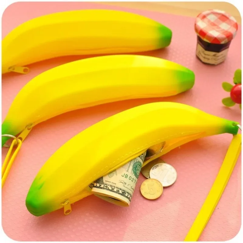 Креативный Мини-силиконовый кошелек для монет на молнии, Корейский Студенческий кошелек-банан с кошельком для монет, кошелек