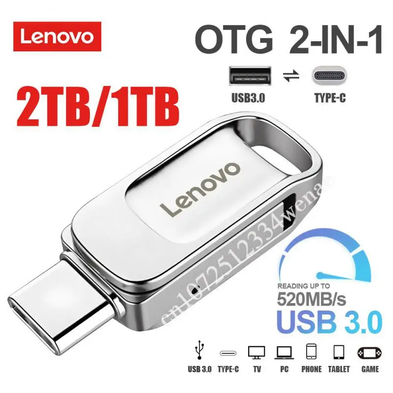 Lenovo Высокоскоростной USB Флэш-Накопитель OTG Pen Drive 2 ТБ 1 ТБ USB-Накопитель 512 ГБ Поворотный Флеш-накопитель Для Android Micro/PC Бизнес-подарок
