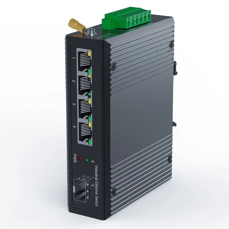 Модульный 5-портовый Промышленный Poe Гигабитный Коммутатор Ethernet на Din-Рейке, 4-портовый Коммутатор С SFP 10/100/1000 Мбит/с IP40 Неуправляемым Выходом 48 В