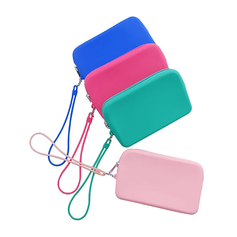 Квадратная Силиконовая косметичка для хранения, Дорожный держатель кисточки для макияжа, Портативная цифровая сумка для хранения, водонепроницаемый чехол