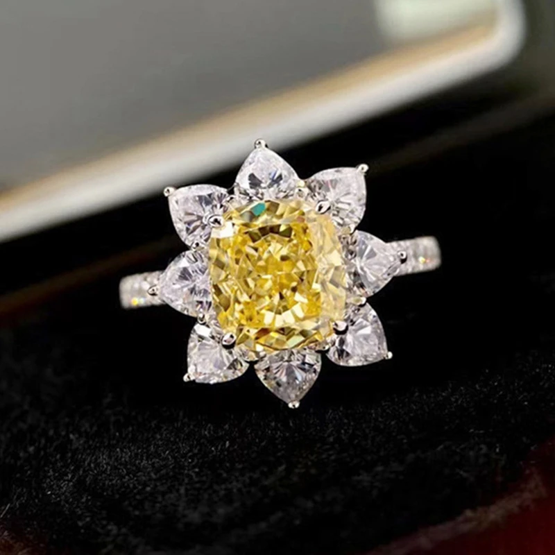 Новое модное кольцо с желтым кубическим цирконием для женщин, стильные и элегантные украшения на годовщину помолвки/свадьбы, аксессуары и подарки