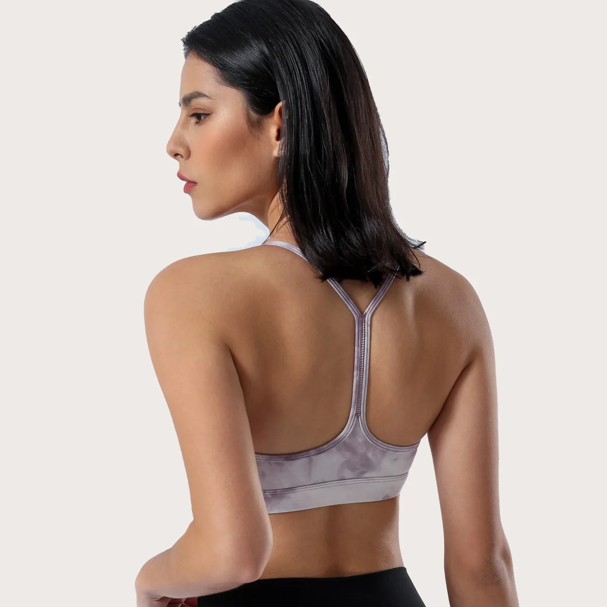 Новый приятный для кожи телесный Y-образный бюстгальтер с завязывающимся ремешком на спине для занятий фитнесом и спортом, женский бюстгальтер для йоги Lulu