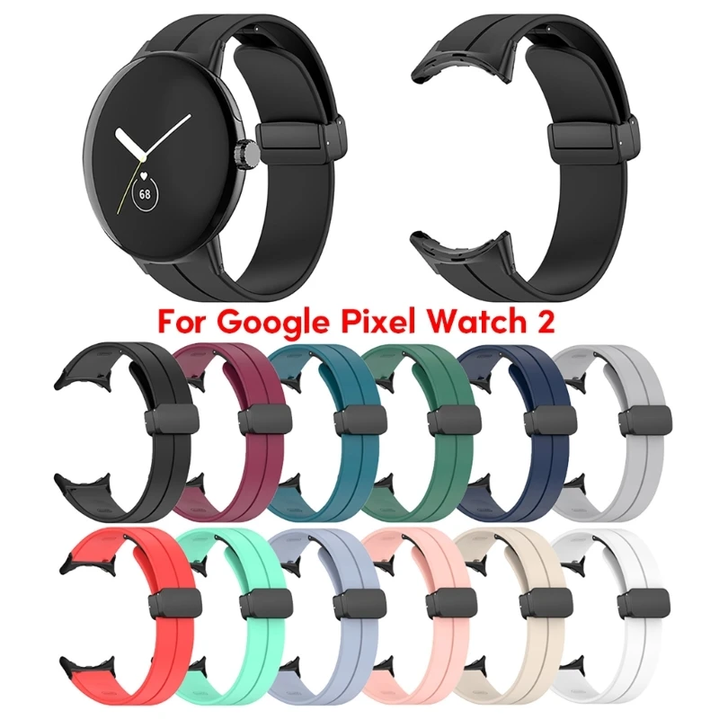 Подходит для умных часов Google Pixel Watch 2 Регулируемый модный силиконовый ремень браслет Водонепроницаемый мягкий ремешок