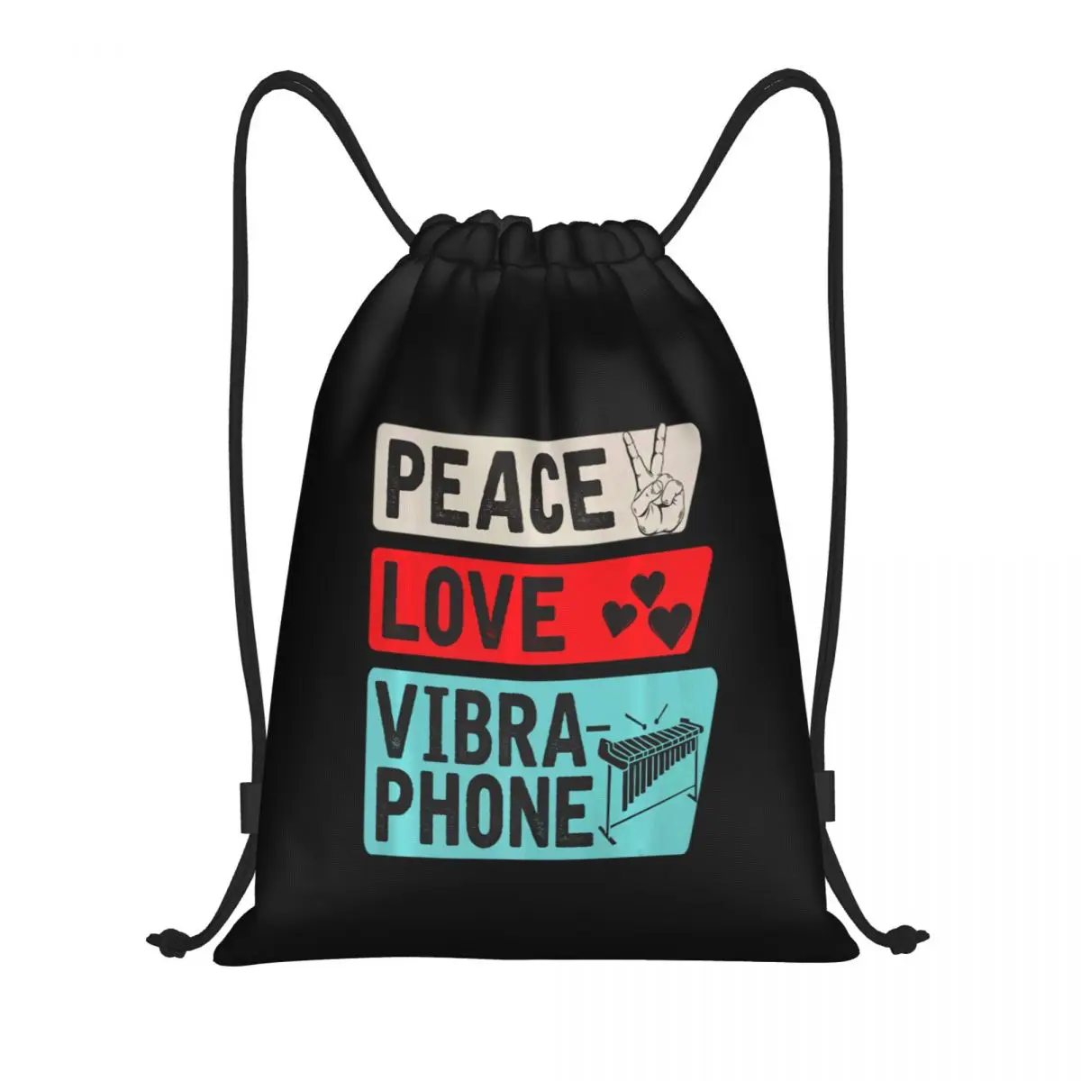 Вибрафон Peace Love Музыкальный инструмент Плеер Сумки на шнурках Спортивная сумка Горячая легкая
