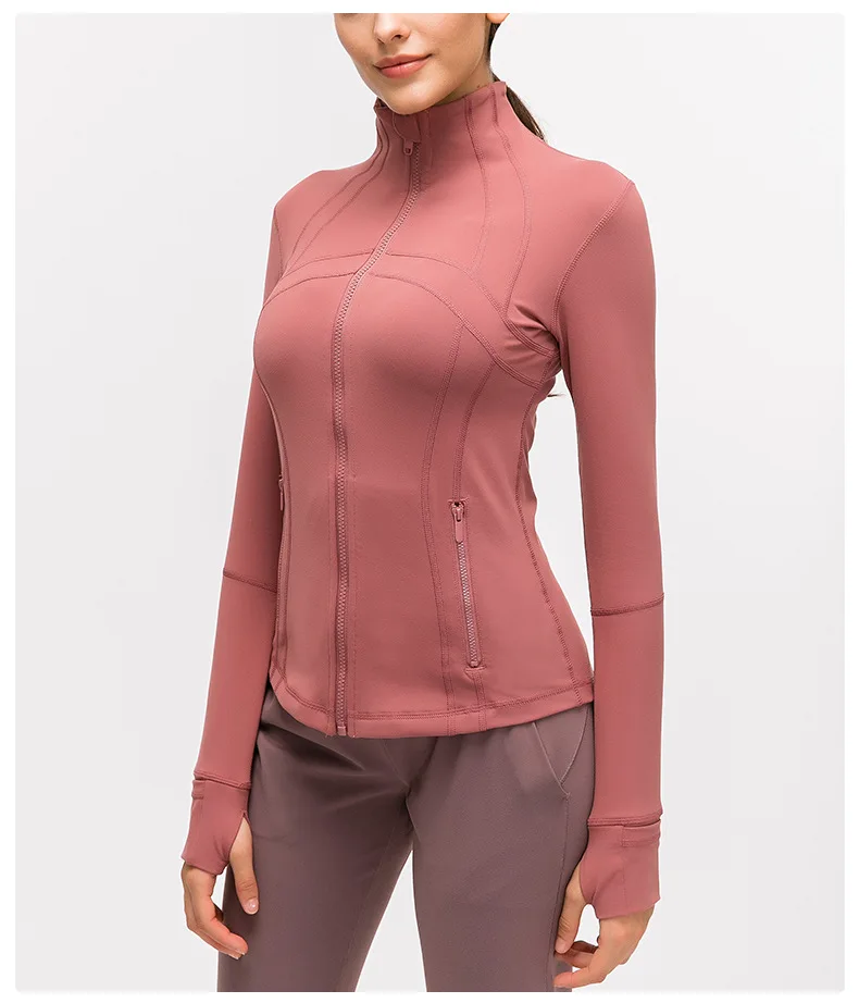 Женская куртка для занятий спортом на открытом воздухе, куртка для бега, эластичная куртка с длинным рукавом для бега трусцой на молнии