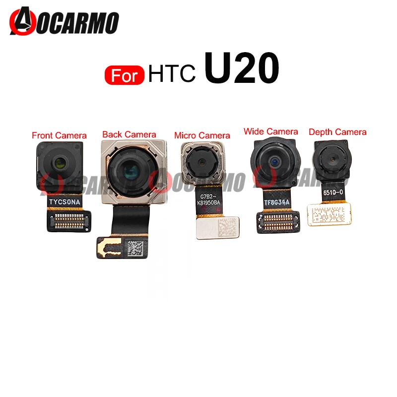 Для HTC U20 Передняя + задняя камера Задняя широкая и глубинная микрокамера Модуль Гибкий кабель Запасная часть