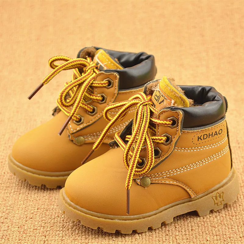 Осенне-зимние детские ботинки Модные ботинки для малышей Детская обувь Зимние ботинки для мальчиков и девочек Плюшевые Модные ботинки для девочек Размер обуви