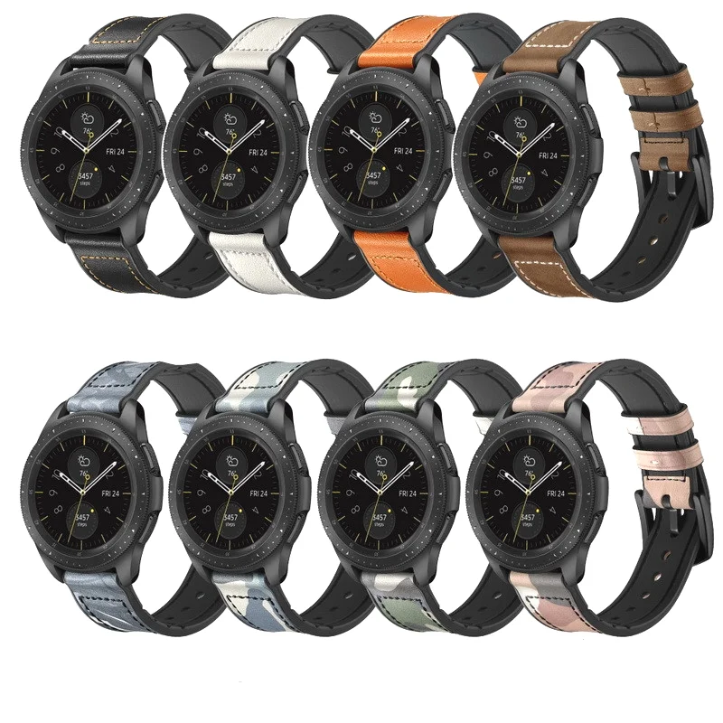 кожаный силиконовый ремешок 22 мм 20 мм для Samsung Galaxy watch 3 Active 2 Amazfit GTR, высококачественный модный ремешок для Huawei watch GT2