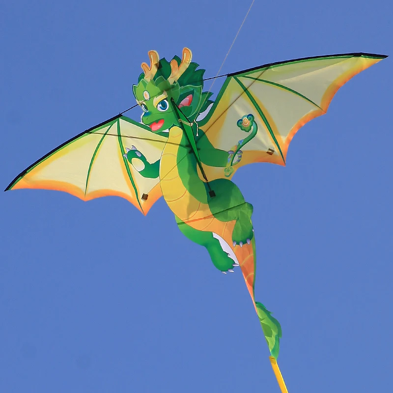 Юнцзянь Зеленый китайский воздушный змей Дракон Модернизированный мультяшный воздушный змей горячей огранки Подходит для начинающих С 50-метровой нитью воздушного змея