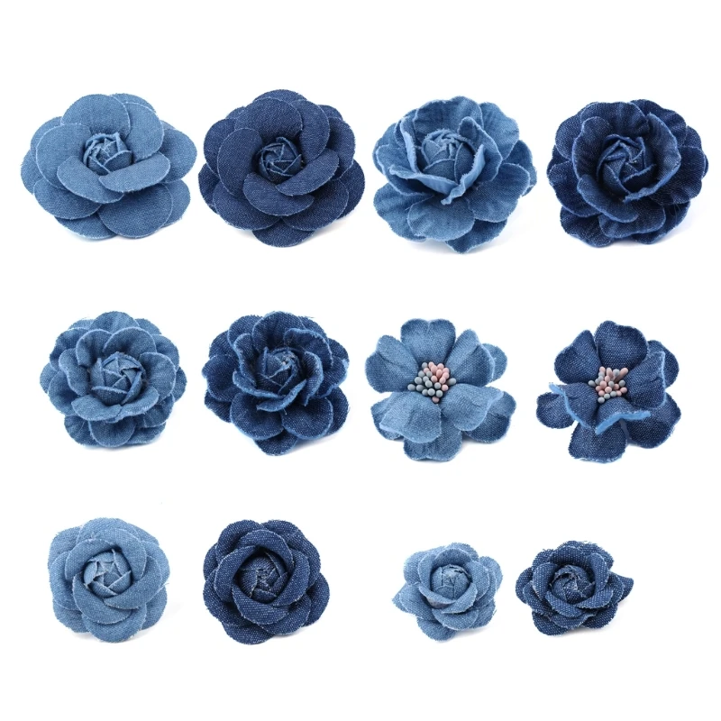 448B Набор из 5 цветочных украшений из ткани в корейском стиле для поделок своими руками и аксессуаров для одежды, головных уборов