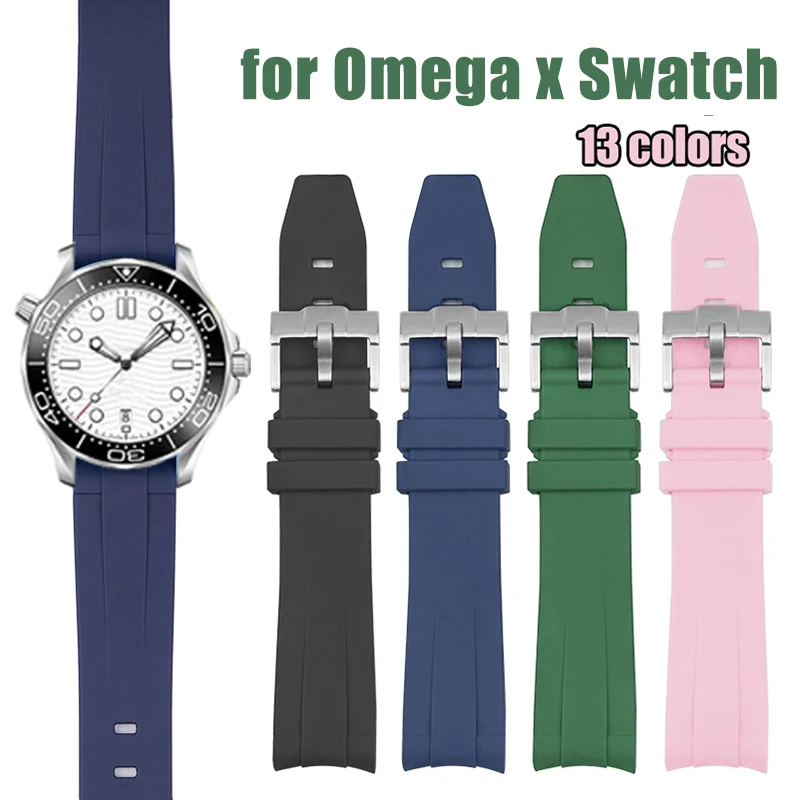 Ремешок из силиконовой резины для часов Omega X Swatch Joint MoonSwatch Ремешок с изогнутым концом Браслет из ТПУ для мужчин и женщин Ремешок для часов 20 мм