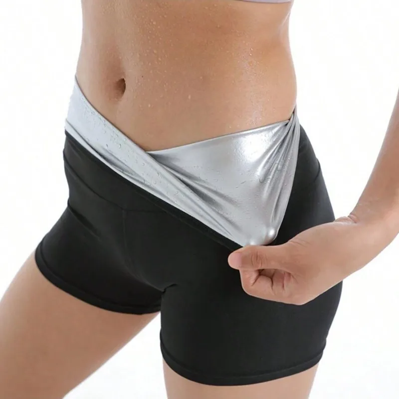 Женские спортивные штаны для сауны, леггинсы с терморегулированием жира, корректирующие фигуру, трусики для фитнеса с контролем растяжения, тонкие шорты с талией