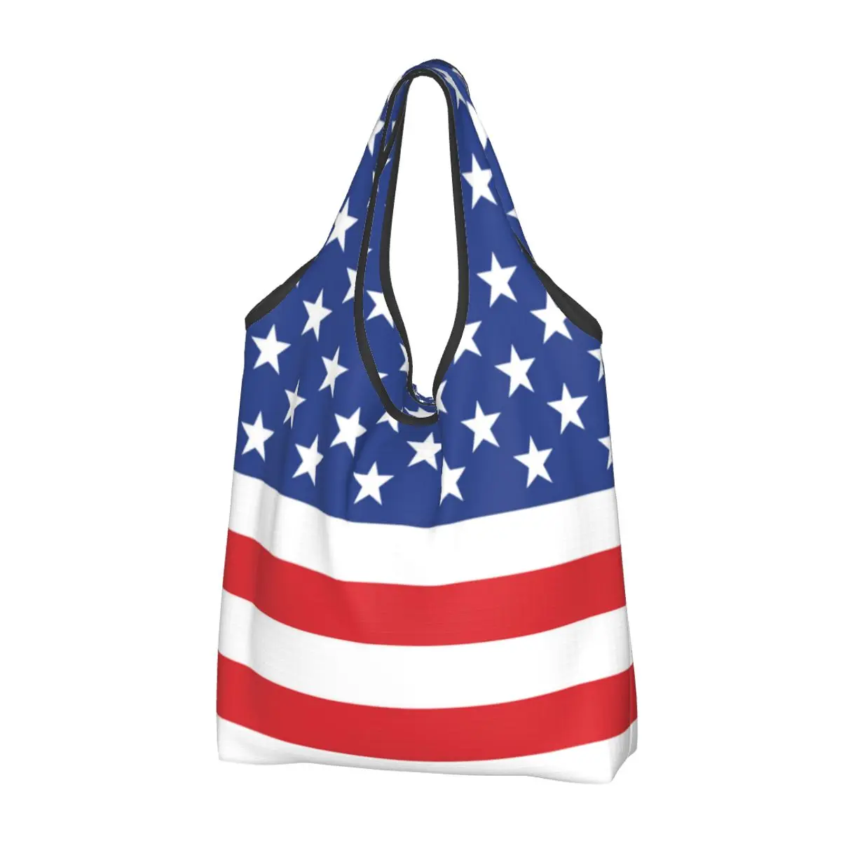 Изготовленная на заказ сумка для покупок с американским флагом США, женская портативная сумка для бакалеи большой емкости, сумки-тоут для покупателей звезд США