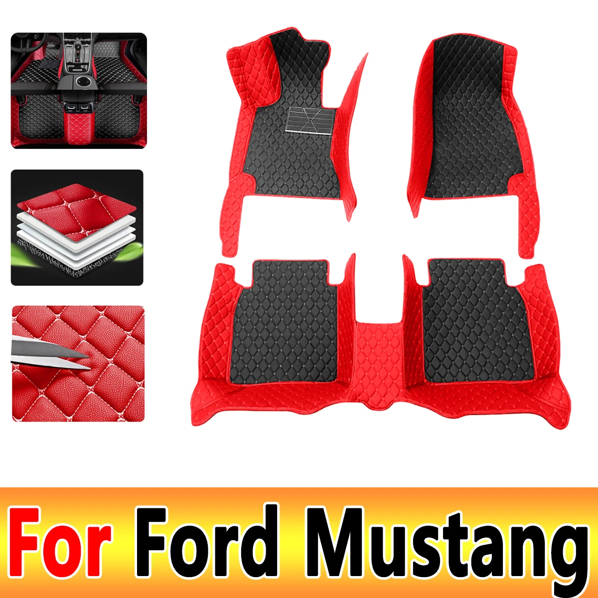 Автомобильные коврики для Ford Mustang 2015-2022 2016 17 18 19 20 21 Пользовательские автомобильные Накладки для ног автомобильные ковровые покрытия аксессуары для интерьера