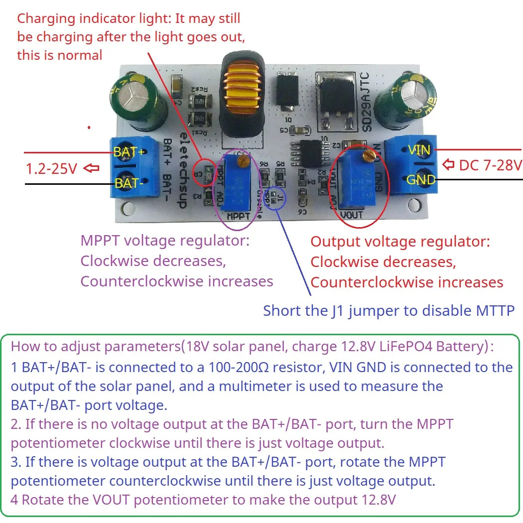 80 Вт MPPT Солнечный контроллер регулируемый 1-4A 1,2-25V Литий-ионный Li po LiFePO4 Литий-титанатный многофункциональный модуль зарядного устройства