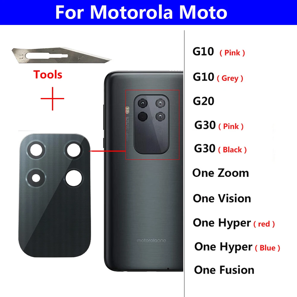 20 шт./Лот Новый Стеклянный Объектив Задней Камеры Для Moto G10 G20 G30 One Zoom Vision Fusion Hyper cristal camara с Наклейкой