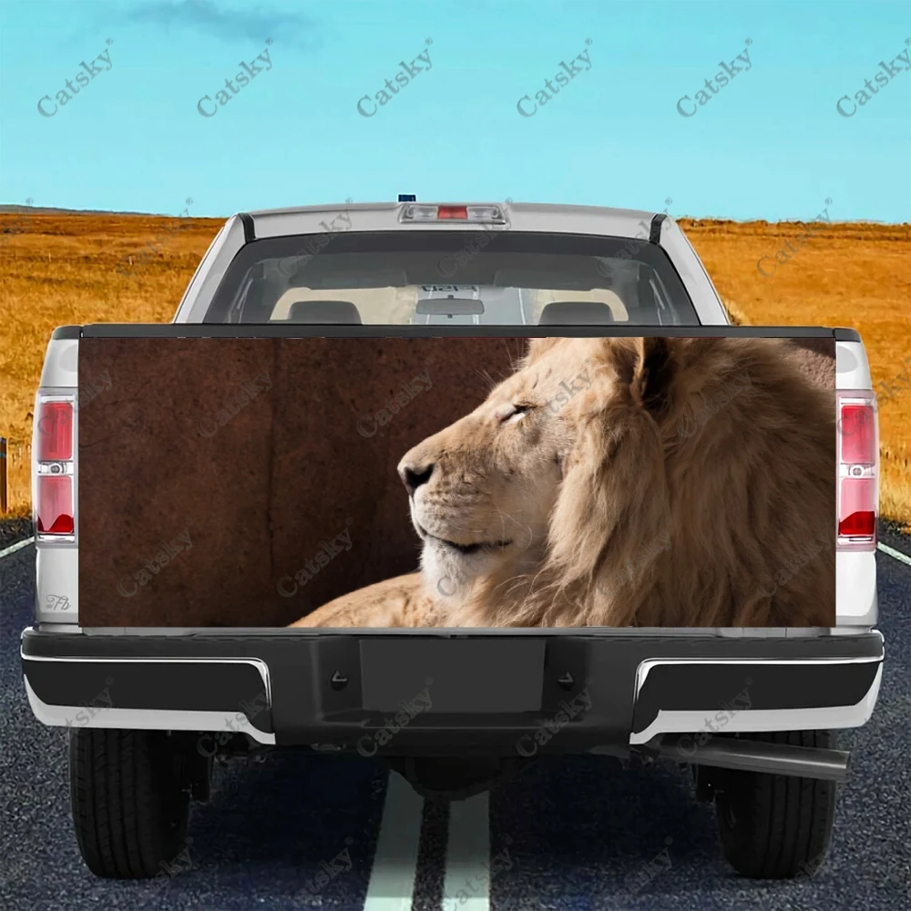 наклейка на автомобиль с белым львом сзади, модификация внешнего вида сзади автомобиля, индивидуальный рисунок, подходящий для наклейки на упаковку автомобиля, грузовика.