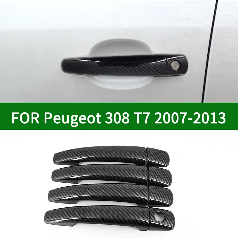 Для Peugeot 308 SW T7 2007-2013 Аксессуар с рисунком из углеродного волокна, отделка крышек автомобильных дверных ручек 2008 2009 2010 2011 2012