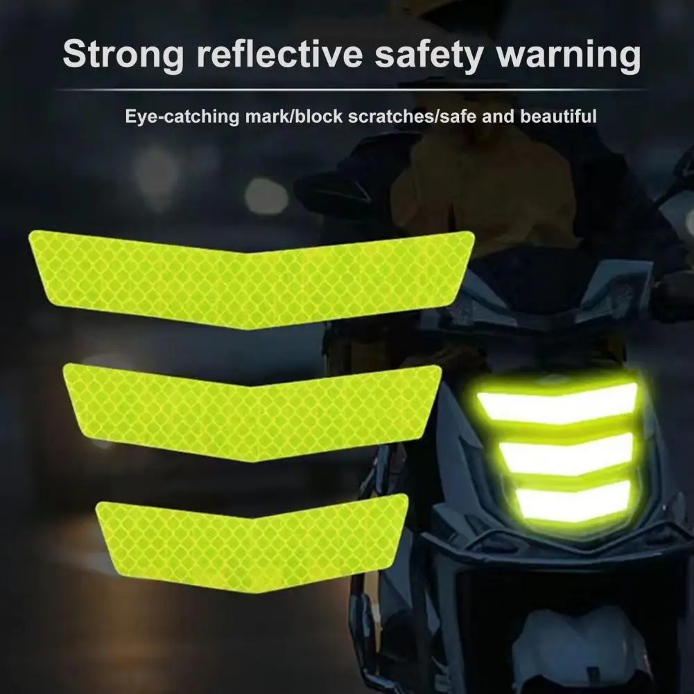 3шт Предупреждающая наклейка о безопасности Хорошая яркость Светоотражающие наклейки Наклейка для ленты для безопасной езды на мотоцикле