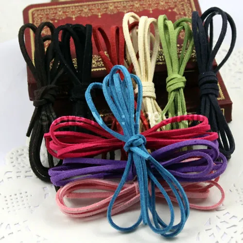 20 шт./лот, Модный плоский корейский бархатный шнур 3 мм, кожаный шнурок для ожерелья, аксессуары для изготовления ювелирных изделий своими руками, 100 см K01754