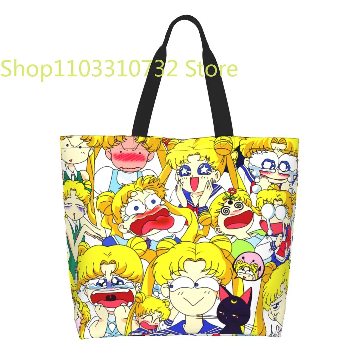 Модная печать, японский Седзе, сумка для покупок в стиле Сейлор, Сумка для покупок из вторичного сырья, Холщовая сумка для покупок с рисунком Аниме Moon Girl