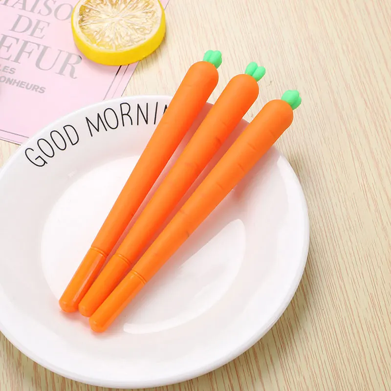 3шт 0,5 мм, креативная имитация Морковной гелевой ручки, Симпатичный студенческий силиконовый материал, ручка-скраб, ручка для подписи в школьном офисе.