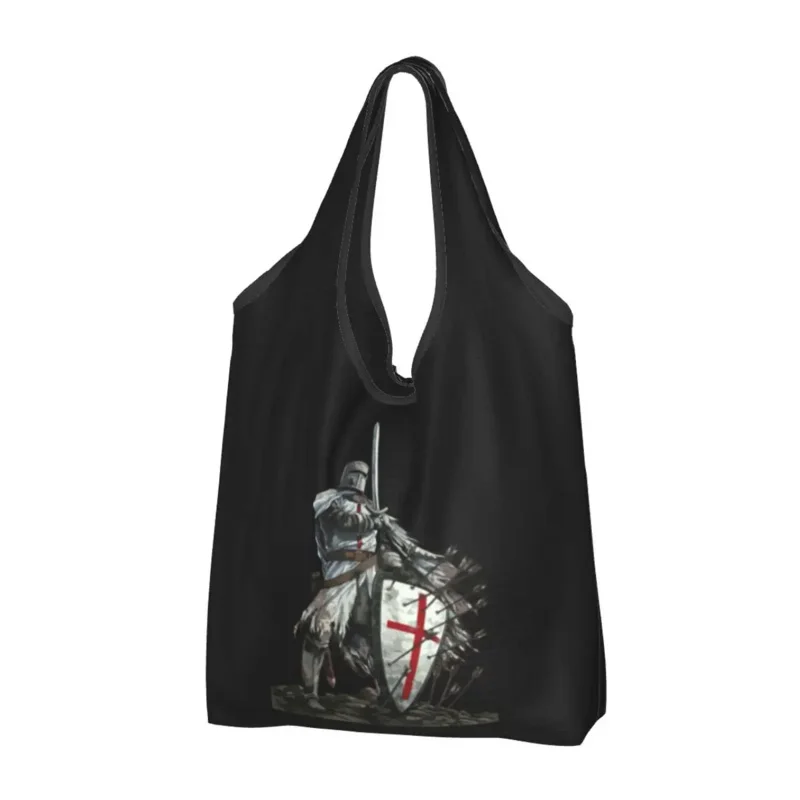 Модный принт Щит Тамплиеров, Рыцари с Перекрестным Мечом, сумка для покупок, портативная сумка для покупок через плечо
