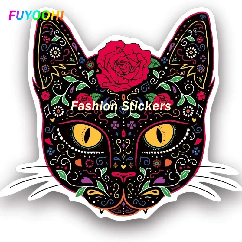 Модные наклейки FUYOOHI для экстерьера / защиты бутылок с водой -Цветные наклейки для автомобилей с кошками для женщин, декор в стиле ужасов, наклейка на машину с кошками