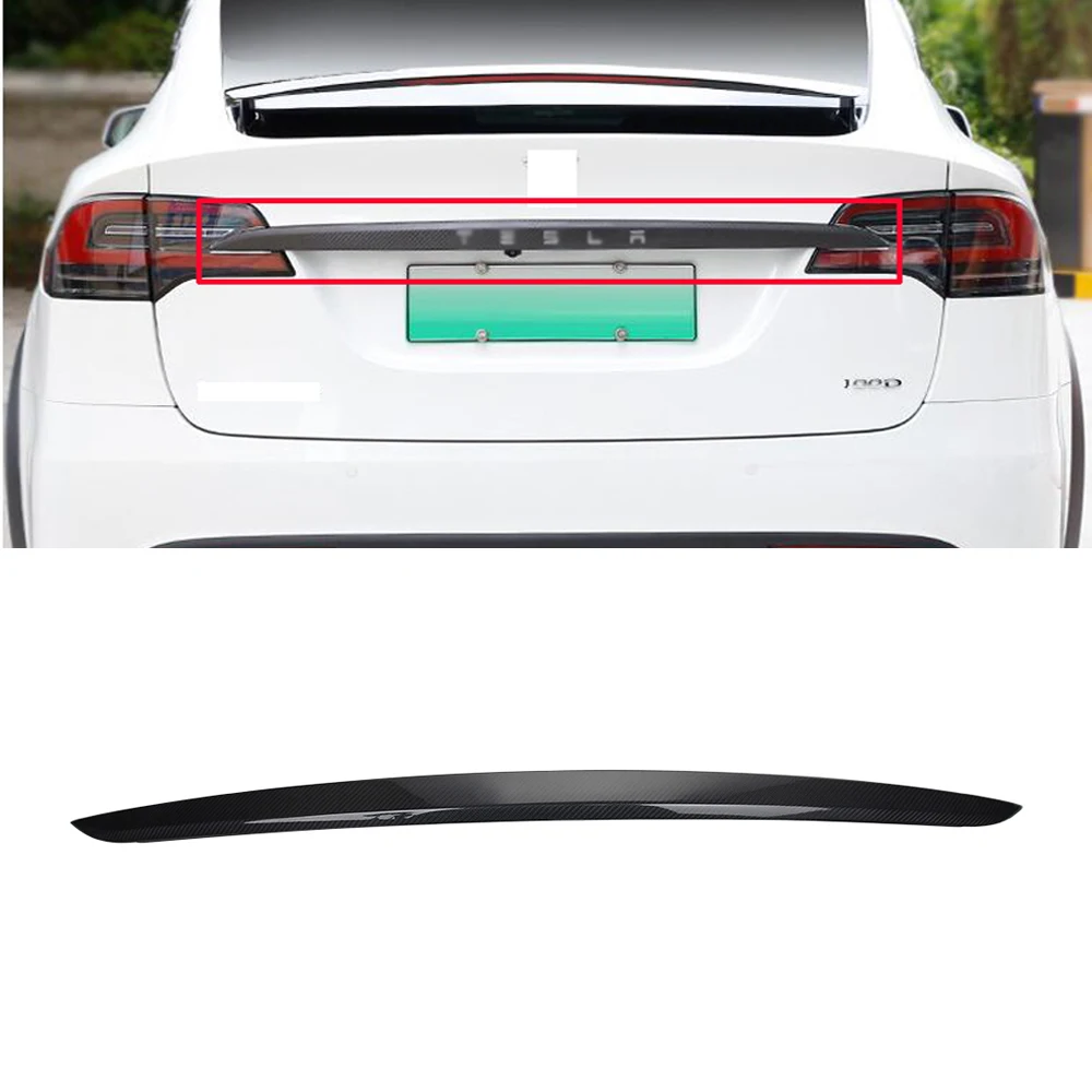 Для Tesla Model X 2017-2019 Автомобильные Аксессуары из настоящего углеродного волокна, задняя дверь багажника, отделка крышки багажника, украшение задней двери