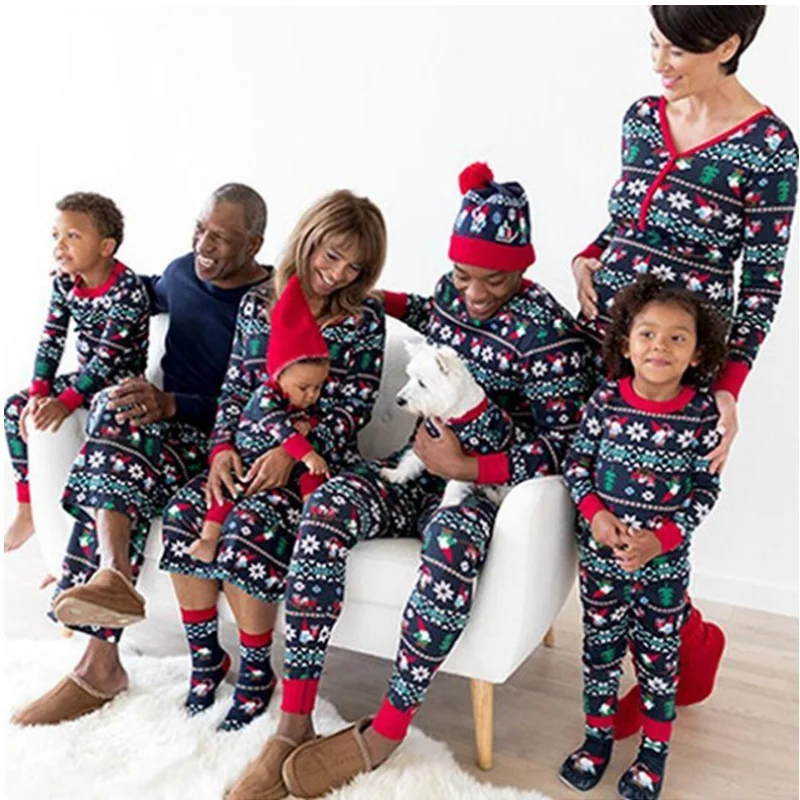 Точечная Европейская и Американская Рождественская Новая Одежда для Родителей и Детей, Костюм Для Отдыха, Пижамы, Семейный Комплект для Родителей и Детей