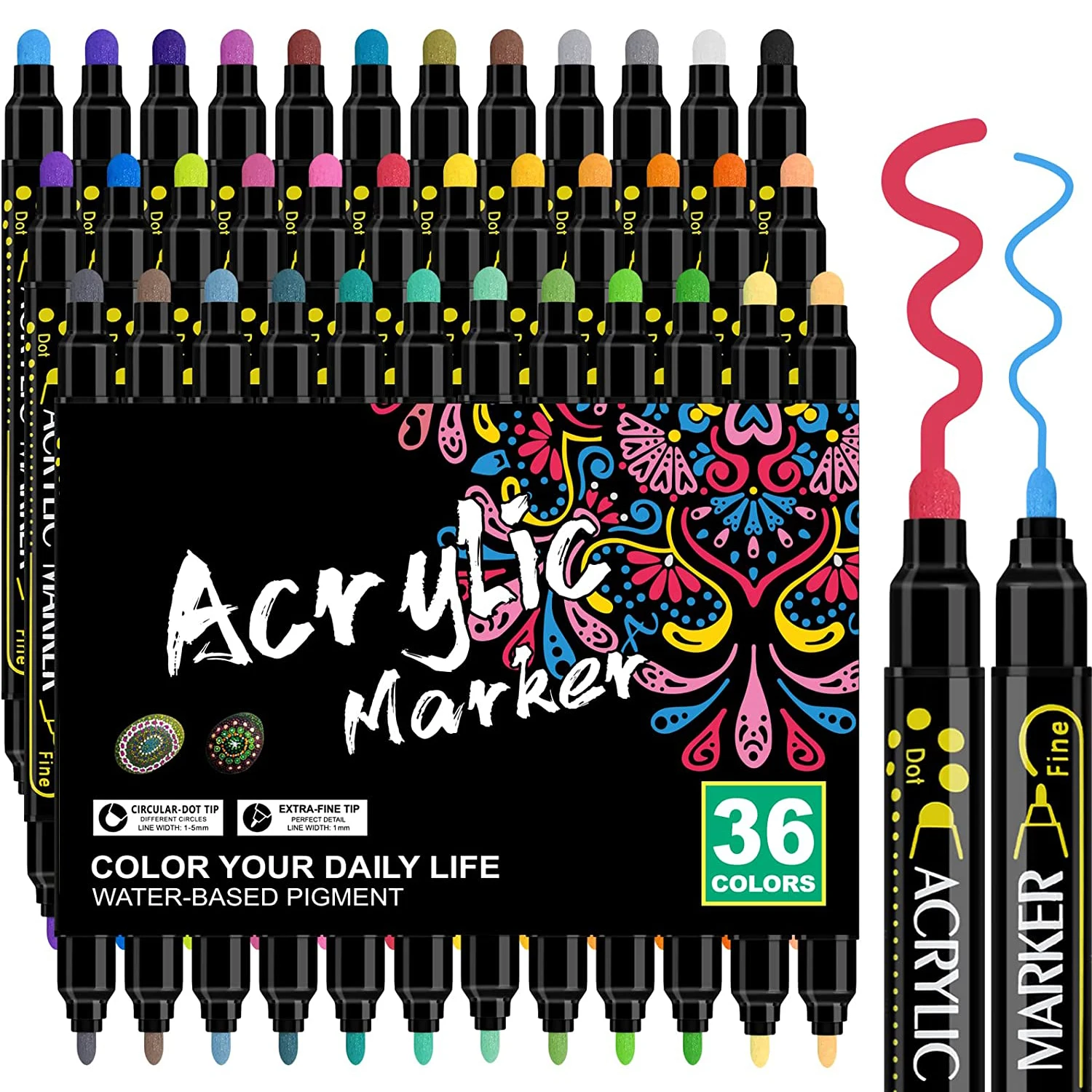 36 Цветов Акриловых ручек с двойным наконечником, фломастеры, акриловые ручки премиум-класса для наскальной живописи, товары для рукоделия Своими руками
