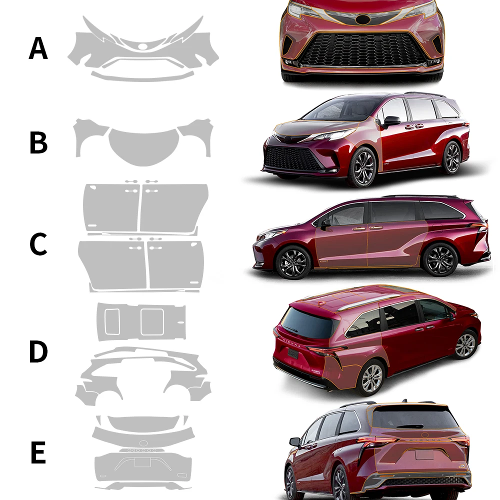 KUNGKIC Pre Cut TPU для Toyota Sienna 2022 2023 Противоударная Прозрачная Защитная Пленка PPF Scratch Clear Kit Аксессуары