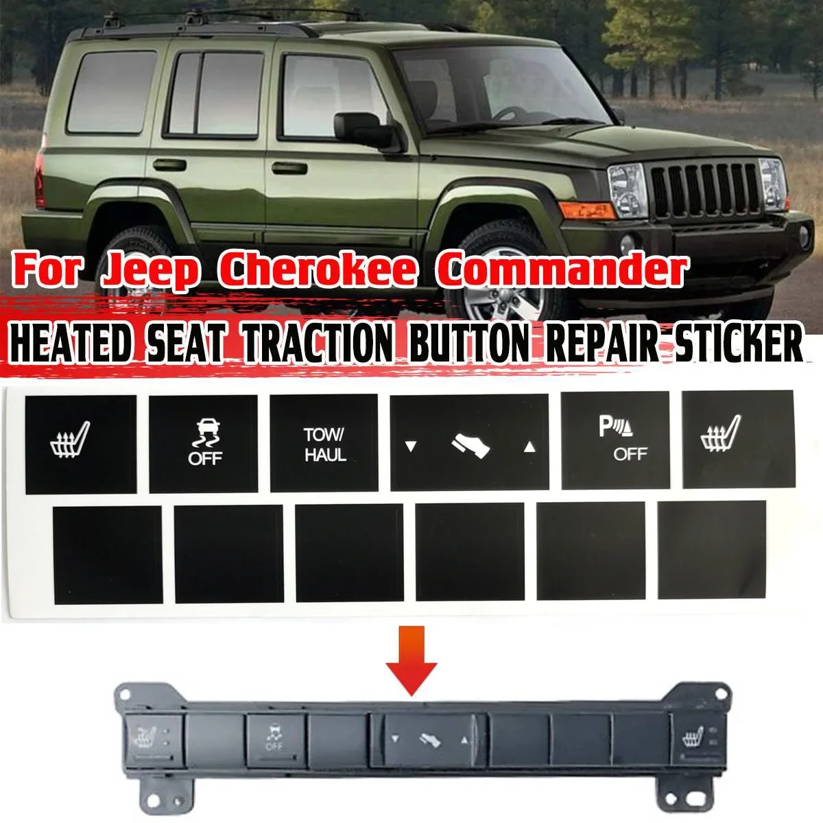 Набор Наклеек Для Ремонта Кнопки Тяги Автомобильного Сиденья С Подогревом, Матовые Черные Автомобильные Наклейки, Наклейки Для Jeep Cherokee Commander Auto Accessories