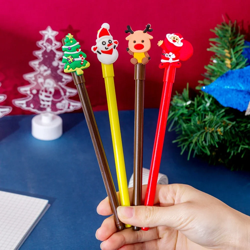 Мультяшная рождественская гелевая ручка 0,5 мм с черными чернилами, студенческие ручки для письма, канцелярские принадлежности