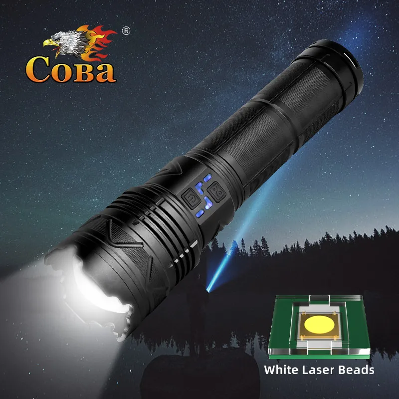 COBA Мощный светодиодный фонарик Суперяркий Прожектор с возможностью масштабирования на большие расстояния Аварийный фонарь Наружная лампа Индикатор мощности фонаря