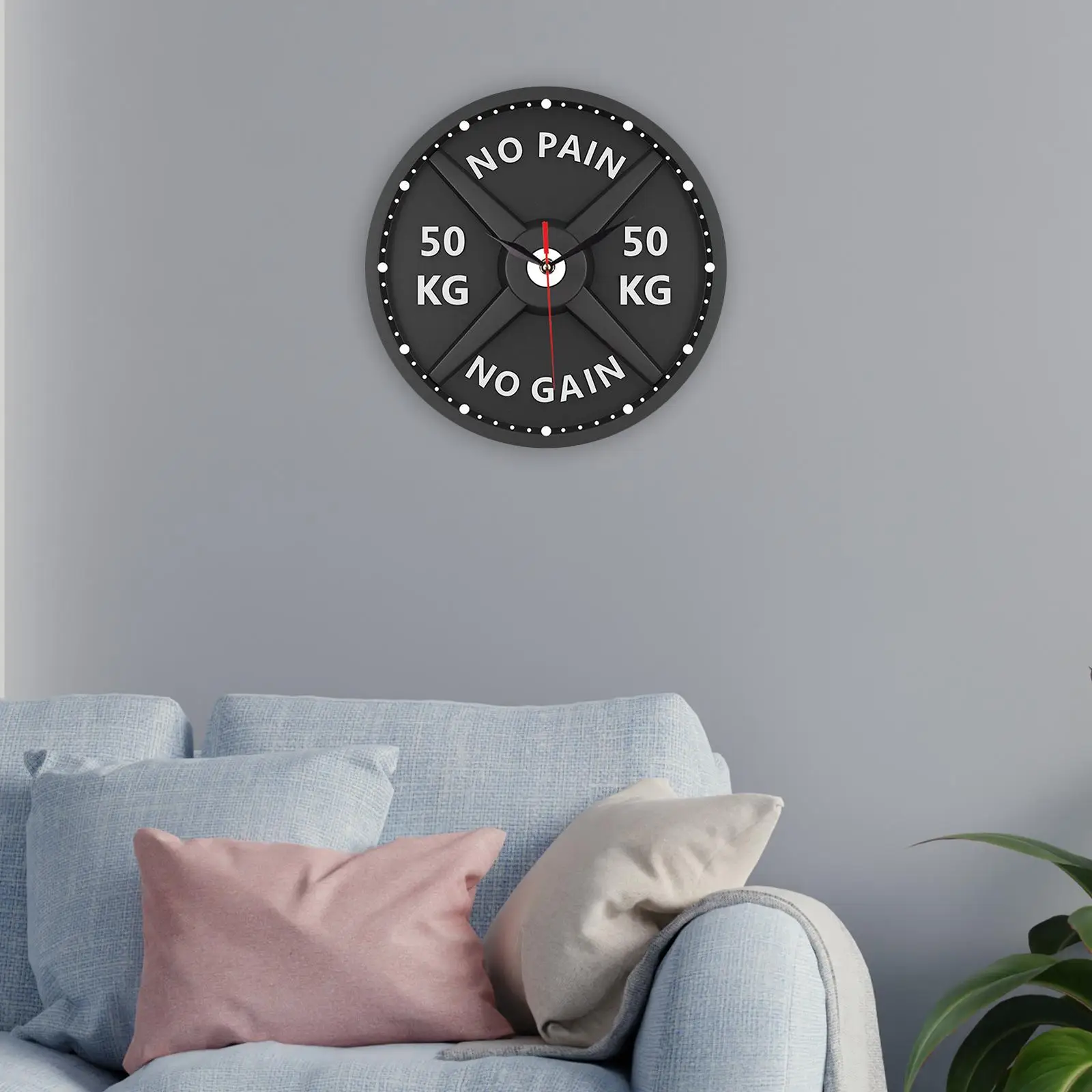 50 кг 3D Настенные часы со штангой, Немой Уникальный орнамент для домашней тренировки в тренажерном зале